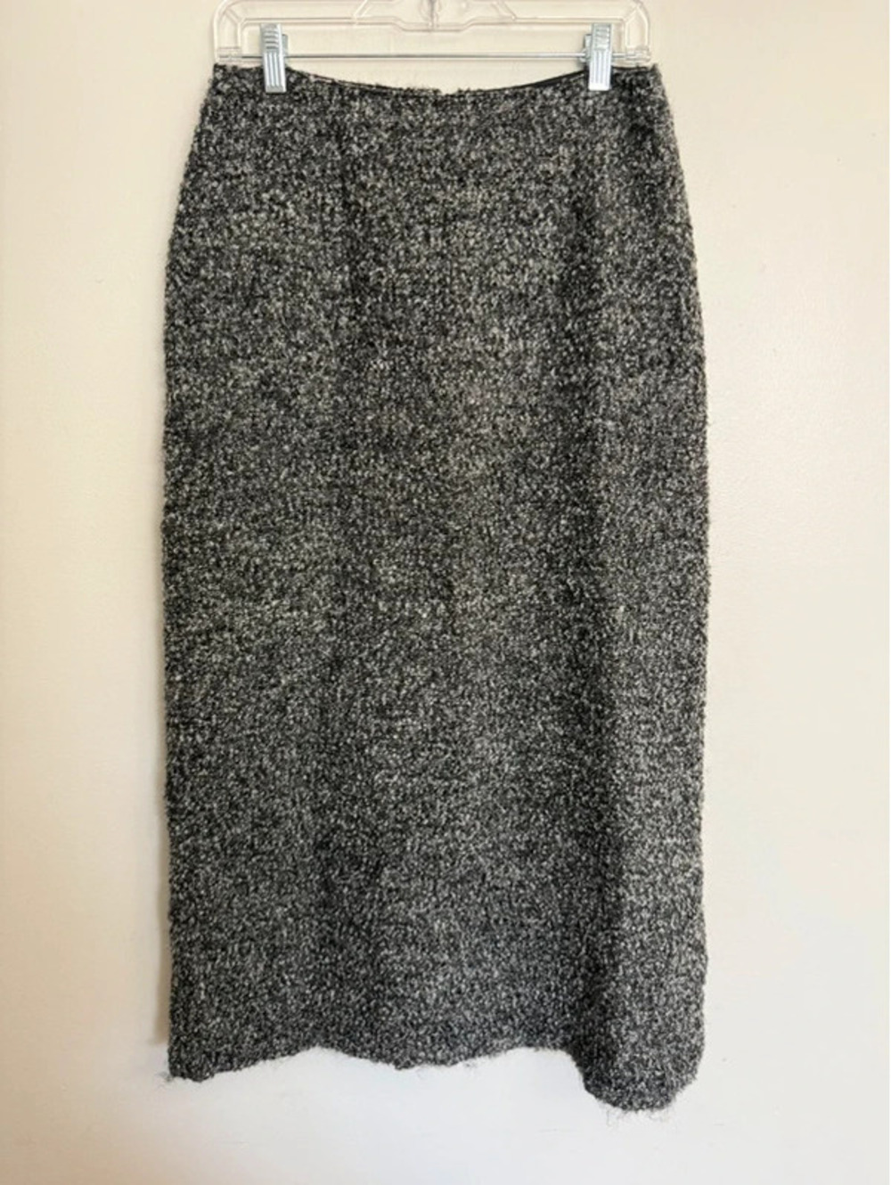 Vintage WORLDSapart Grey Wool Blend Bouclé Tweed Midi Pencil Skirt Size M